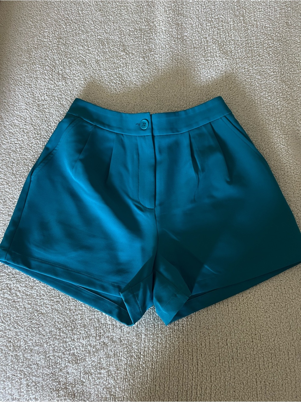 High-Rise Teal Women's Dress Shorts